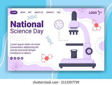 National Science Day Landing Page Template Flat Design Illustration Editable of Square Background Suitable for Social Media or Greeting Card