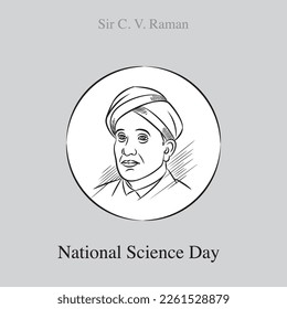 national science day line drawing vector