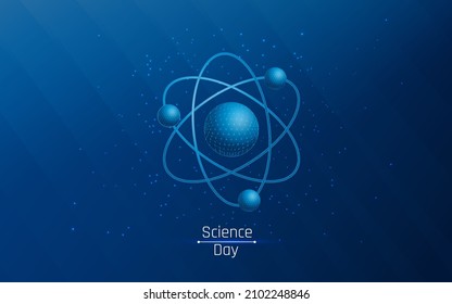 national science day and molecule image at wireframe style