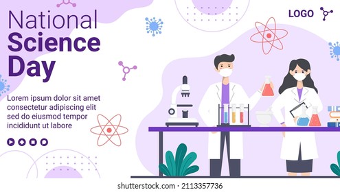 National Science Day Post Template Flat Design Illustration Editable of Square Background Suitable for Social Media or Greeting Card