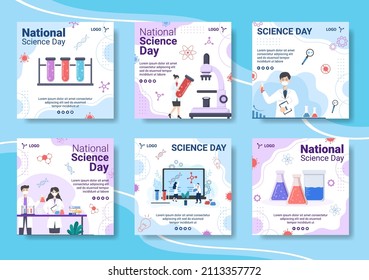 National Science Day Post Template Flat Design Illustration Editable Of Square Background Suitable For Social Media Or Greeting Card