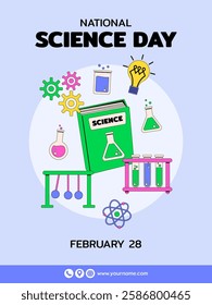National Science Day Poster, Science Innovation Event Banner.