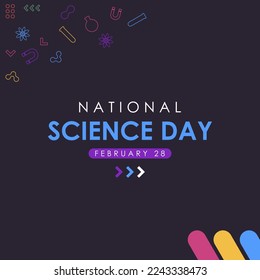 National science day square background vector flat style. Suitable for poster, cover, web, social media banner.