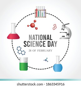 National Science Day Vector Illustration. Suitable for Greeting Card, Poster and Banner.	