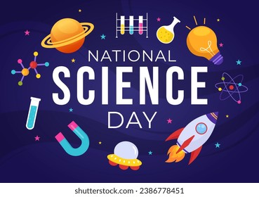 National Science Day Vector Illustration on February 28 Related to Chemical Liquid, Scientific, Medical and Research in Flat Cartoon Background