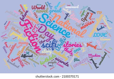 National Science Fiction Day 2 January Word Cloud With Color Background Trending Topic