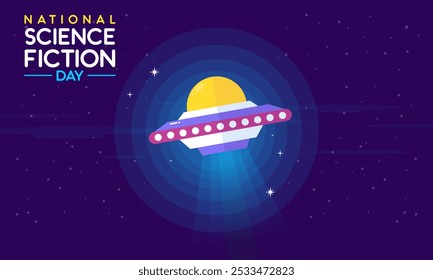 National Science Fiction Day Background. Space, Fantasy, Sci-Fi Poster Design