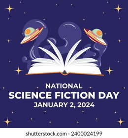 National Science Fiction Day – January 2, 2024, Color can be changed, Illustrator Eps File, Suitable for use in print media or social media.