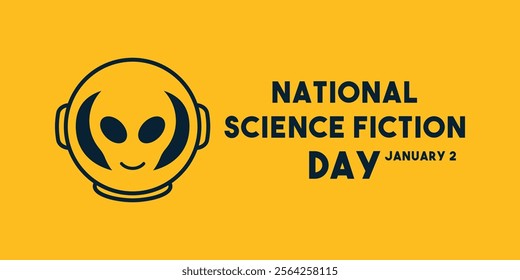 National Science Fiction Day. January 2. Yellow background. Eps 10.