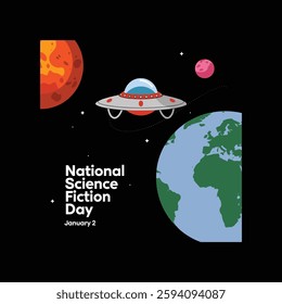 National Science Fiction Day Poster Design Illustration.