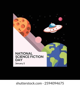 National Science Fiction Day Poster Design Illustration.