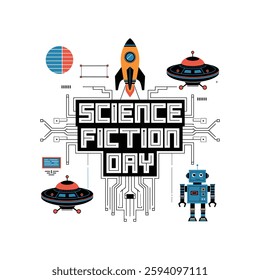 National Science Fiction Day Poster Design Illustration.