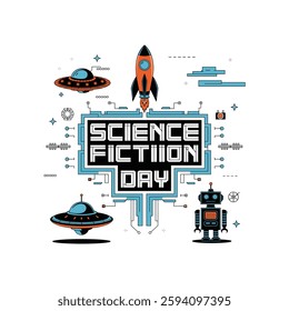 National Science Fiction Day Poster Design Illustration.