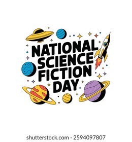 National Science Fiction Day Poster Design Illustration.