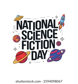 National Science Fiction Day Poster Design Illustration.