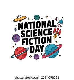 National Science Fiction Day Poster Design Illustration.