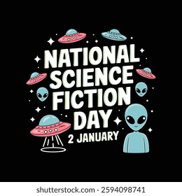 National Science Fiction Day Poster Design Illustration.