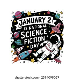 National Science Fiction Day Poster Design Illustration.