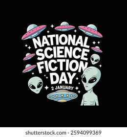 National Science Fiction Day Poster Design Illustration.