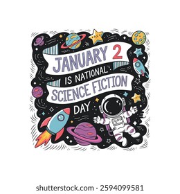 National Science Fiction Day Poster Design Illustration.