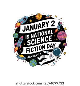 National Science Fiction Day Poster Design Illustration.