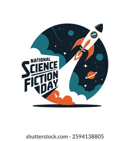 National Science Fiction Day Poster Design Illustration.