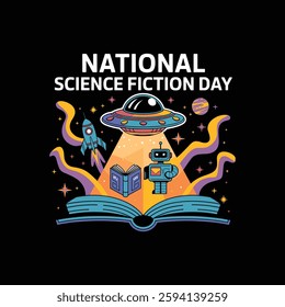 National Science Fiction Day Poster Design Illustration.