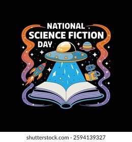 National Science Fiction Day Poster Design Illustration.