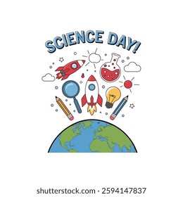 National Science Fiction Day Poster Design Illustration.