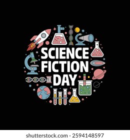 National Science Fiction Day Poster Design Illustration.