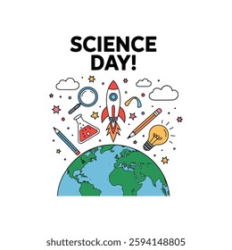 National Science Fiction Day Poster Design Illustration.