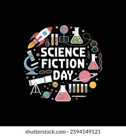 National Science Fiction Day Poster Design Illustration.