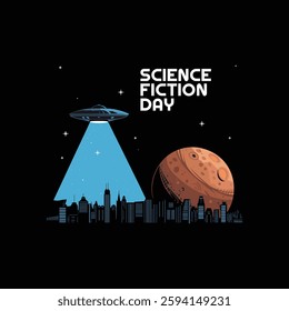 National Science Fiction Day Poster Design Illustration.