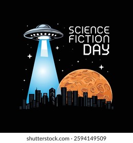 National Science Fiction Day Poster Design Illustration.