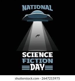 "Dia Nacional de Ficção Científica" Espaço Alien Abduction UFO T-Shirt
