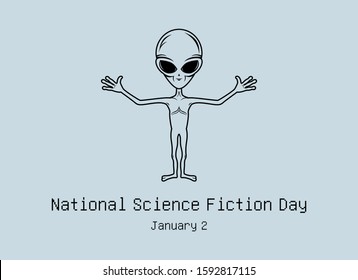 National Science Fiction Day vector. Gray Alien vector.  