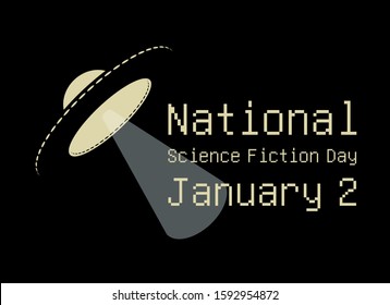 National Science Fiction Day vector. Spaceship vector illustration. UFO in space vector. S 