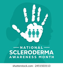 National Scleroderma Awareness Month. Hand, people icon and women. Great for cards, banners, posters, social media and more. Green background.
