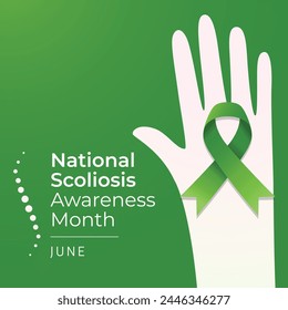 National Scoliosis Awareness Month design template. green ribbon vector design. flat design. scoliosis vector template. vector eps 10.