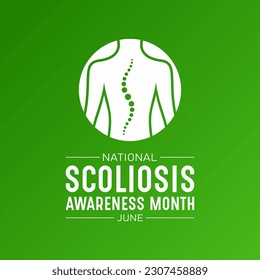 National scoliosis awareness month is observed every year in june. June is scoliosis awareness month. Vector template for banner, greeting card, poster with background. Vector illustration.