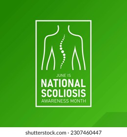 National scoliosis awareness month is observed every year in june. June is scoliosis awareness month. Vector template for banner, greeting card, poster with background. Vector illustration.