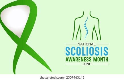 National scoliosis awareness month is observed every year in june. June is scoliosis awareness month. Vector template for banner, greeting card, poster with background. Vector illustration.