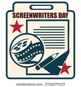 National Screenwriters Day label, vector illustration