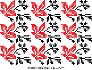 national seamless pattern embroidered flowers