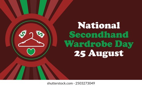 National Secondhand Wardrobe Day vector banner design with geometric shapes and vibrant colors on a horizontal background.