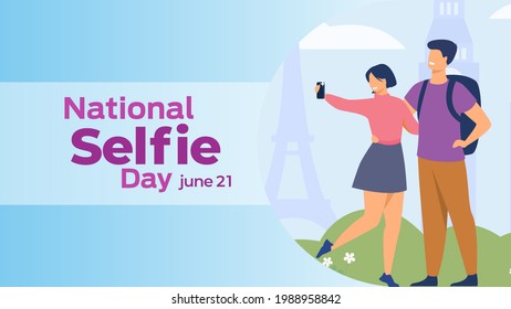 national selfie day on june 21 business brochure flyer banner design horizontal template vector, cover presentation abstract, modern publication poster and flag-banner, layout in rectangle size.