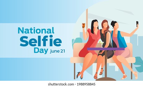 national selfie day on june 21 business brochure flyer banner design horizontal template vector, cover presentation abstract, modern publication poster and flag-banner, layout in rectangle size.