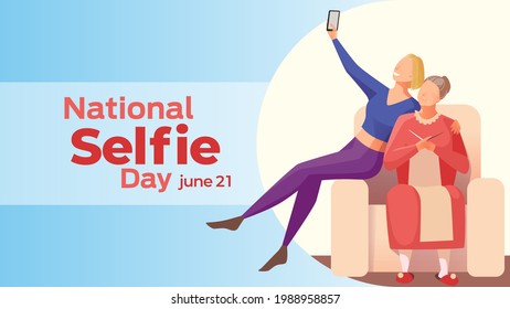 national selfie day on june 21 business brochure flyer banner design horizontal template vector, cover presentation abstract, modern publication poster and flag-banner, layout in rectangle size.