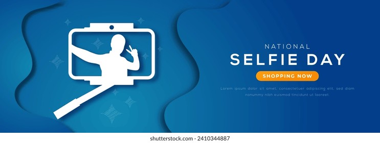 National Selfie Day Paper cut style Vector Design Illustration for Background, Poster, Banner, Advertising, Greeting Card