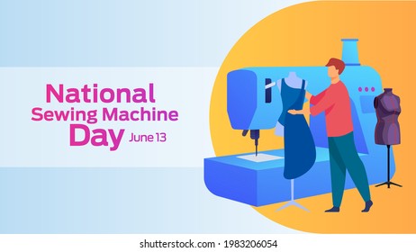 National Sewing Machine Day on june 13 business brochure flyer banner design horizontal template vector, cover presentation, modern publication poster and flag-banner.